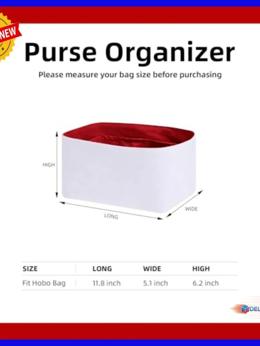 Lightweight Purse Organizer Insert for Hobo Bag, Silk Lining, Waterproof